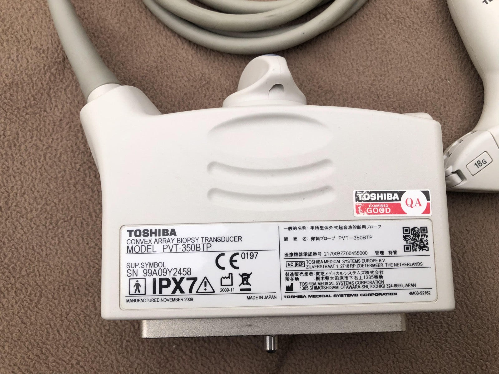 Toshiba PVT-350BT canvex array biopsy transducer probe - Japan Medical Company LTD