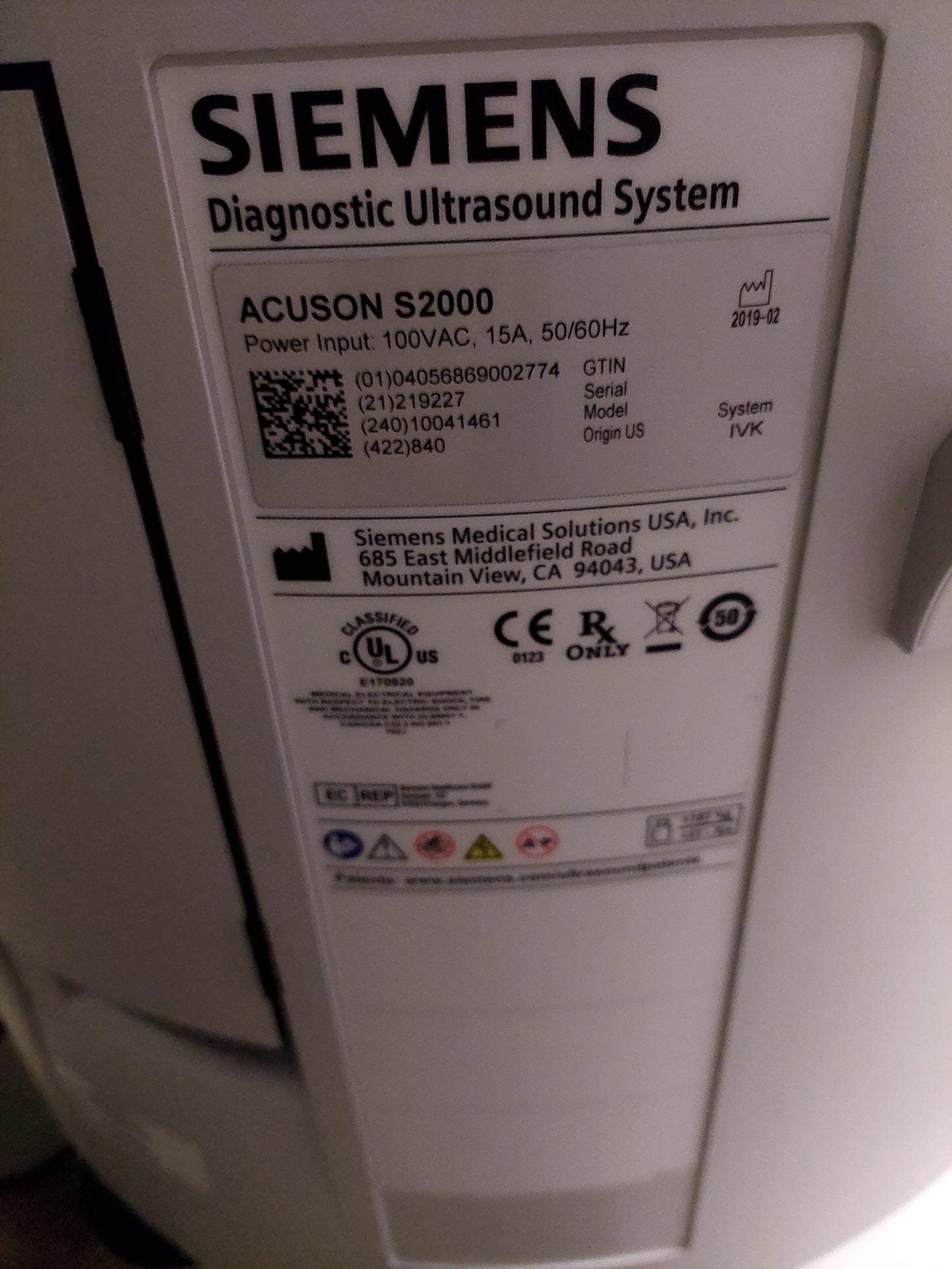 ACUSON S2000 ABVS Ultrasound System, YOM: 2019 HELX Evolution with Touch Control