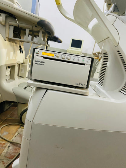 Hitachi Aloka ARIETTA 60 with convex linear cardiac probe, convex probe has air shade. Also can sell it's probes and parts separately