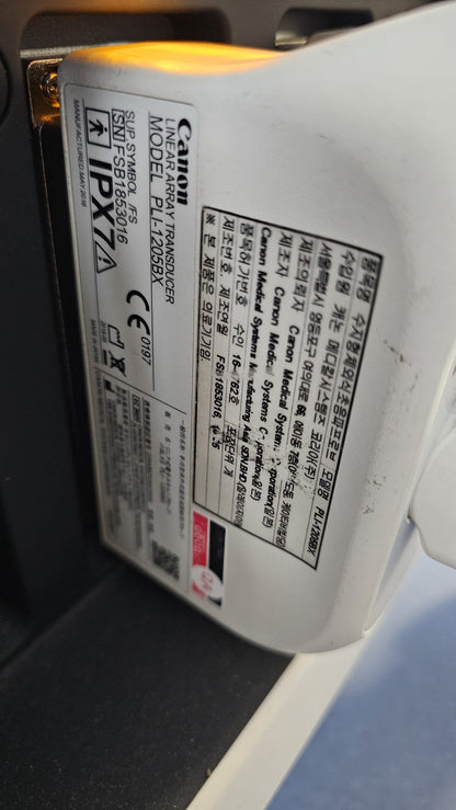 Canon i18LX5 model: PLI-1205BX Linear array transducer Mfg: 05-2018 UC