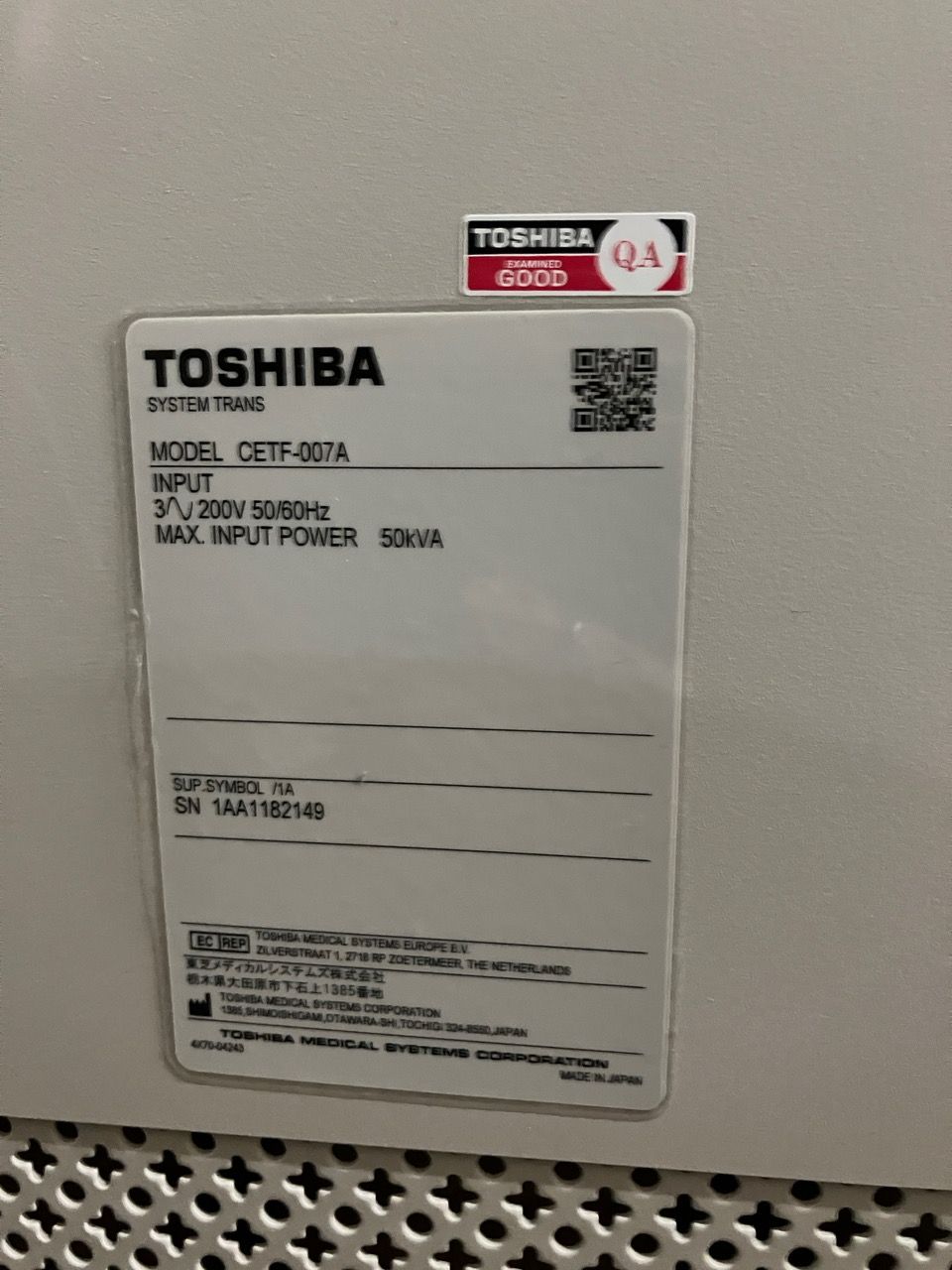 Toshiba Alexion 16, Year-2011, Tube(CXB-200)2mhu with exposure count 67,495 by 12th December 2023. Deinstallation-13th April 2024.