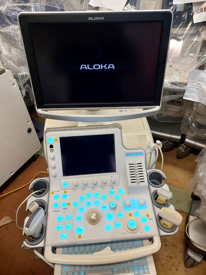 Hitachi Aloka F75  with Convex UST-9147, Convex UST-9130, Linear UST-5415, And Adult Cardiac Probe. - Japan Medical Company LTD