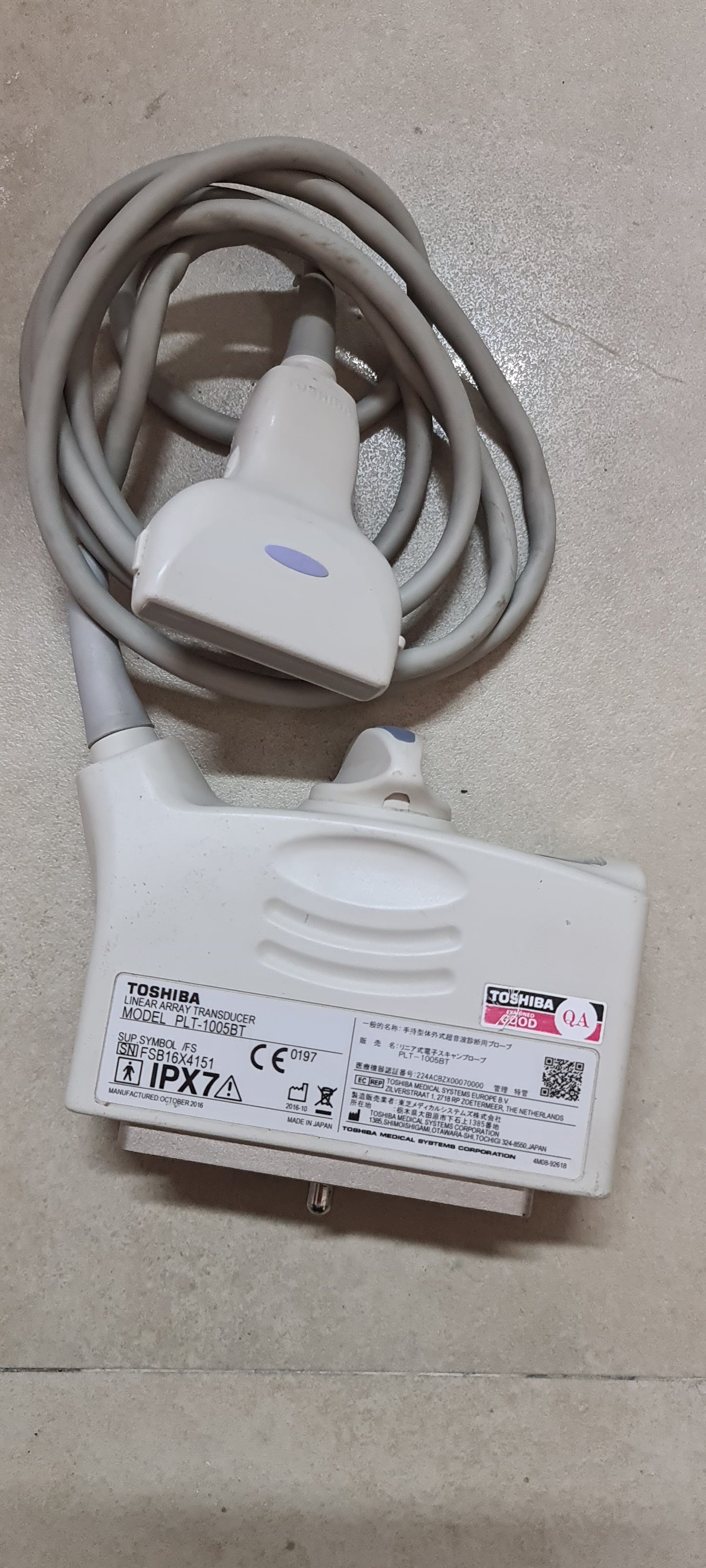 Toshiba PLT-1005BT Linear Probe SN: FSB16X4151 Dxb checked
