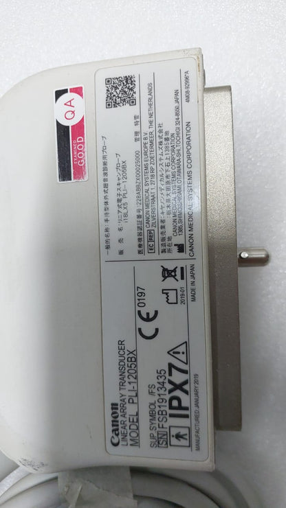 Canon i18LX5 model: PLI-1205BX Linear array transducer Mfg: 01-2019 UC
