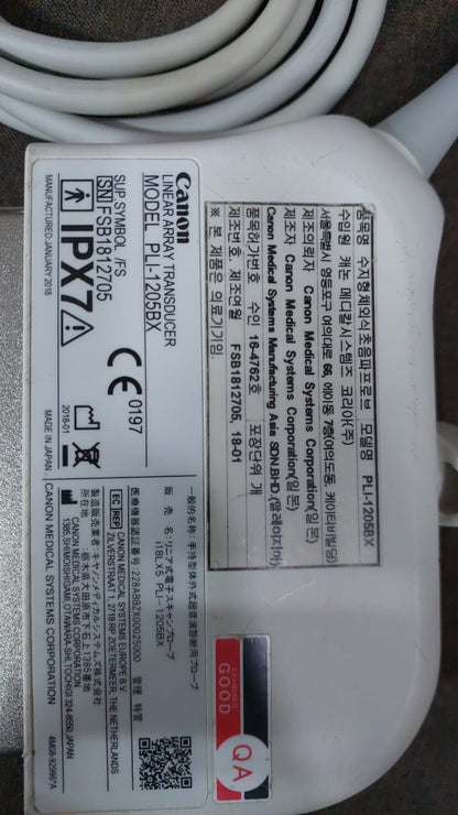 Canon i18LX5 model: PLI-1205BX Linear array transducer Mfg: 01-2018 UC